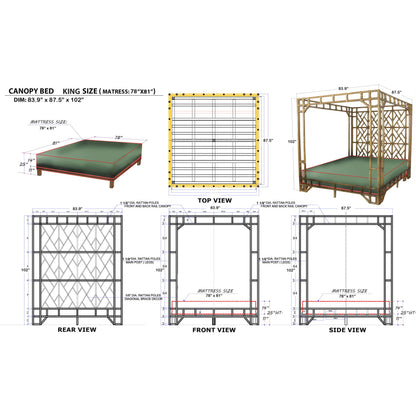Paradise Canopy Bed by Chelsea House in tan. Made from rattan, wood in a rustic style.