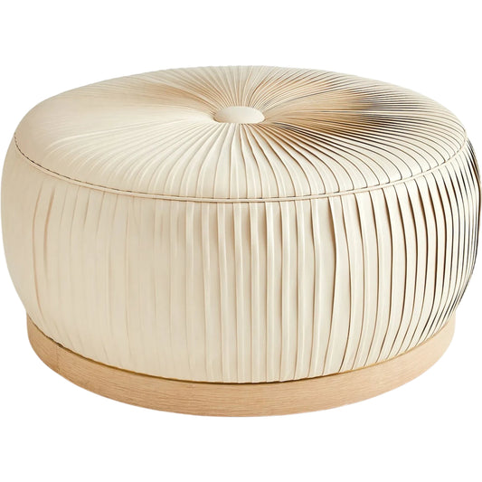 001 SR-891611 | Primary Silo | Colette Ottoman by Global Views. Made from brass, leather in a modern style.