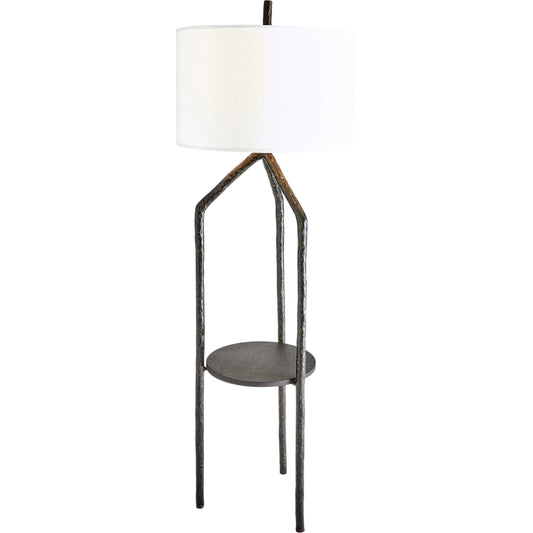 Trio Table/Floor Lamp by Global Views in bronze verdi with granite. Made from cast iron, 18mm black flamed granite in a rustic style.