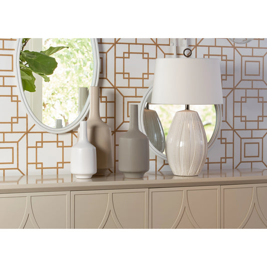 Borghese Lamp by Wildwood in ivory glaze. Made from ceramic in a modern style.