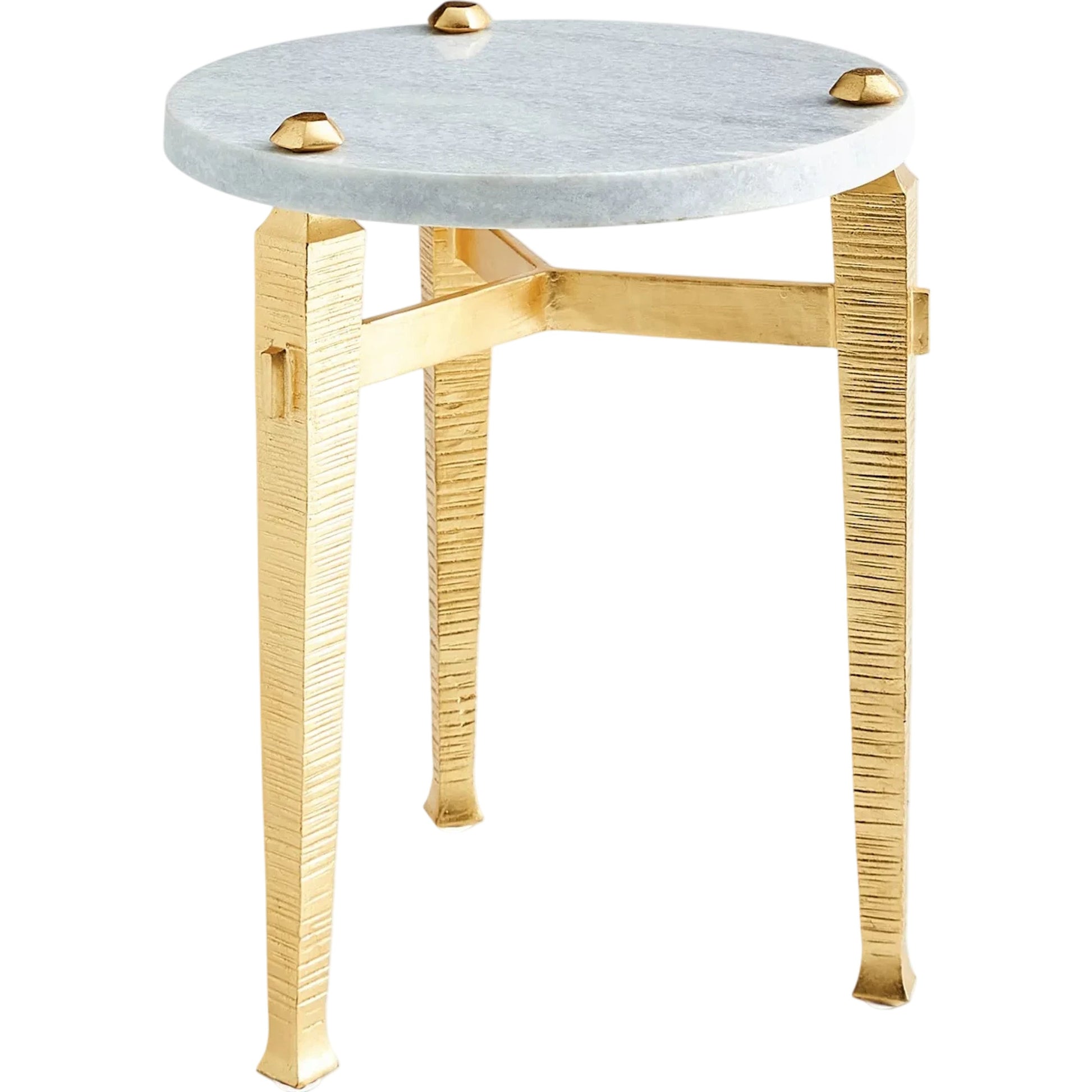Roman Drinks Table by Global Views in gold. Made from iron, white marble in a modern style.
