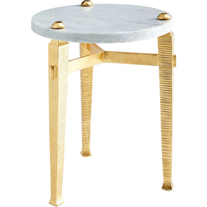 Roman Drinks Table by Global Views in gold. Made from iron, white marble in a modern style.