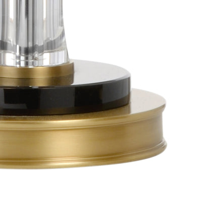Fiji Lamp by Wildwood in clear, antique brass. Made from crystal in a transitional style.