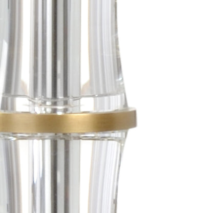 Fiji Lamp by Wildwood in clear, antique brass. Made from crystal in a transitional style.