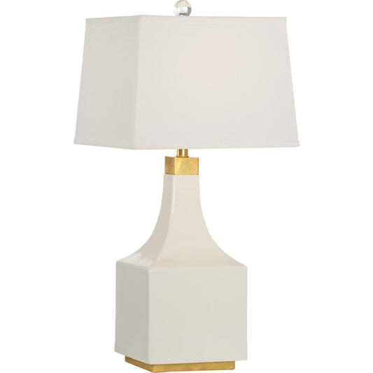 Palmer Lamp by Wildwood in white, gold. Made from ceramic in a modern style.