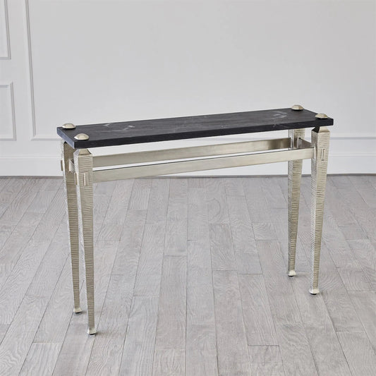 Roman Console by Global Views in nickel and marble. Made from unique in a modern style.