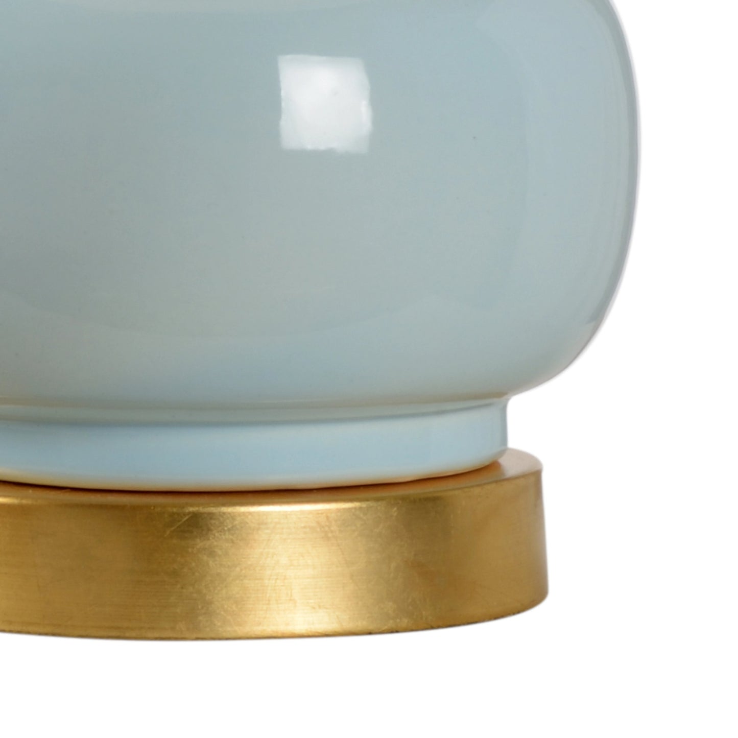 002 SR-386403 | Closeup | Sigrid Lamp by Wildwood in blue, green glaze, gold leaf. Made from ceramic in a modern style.