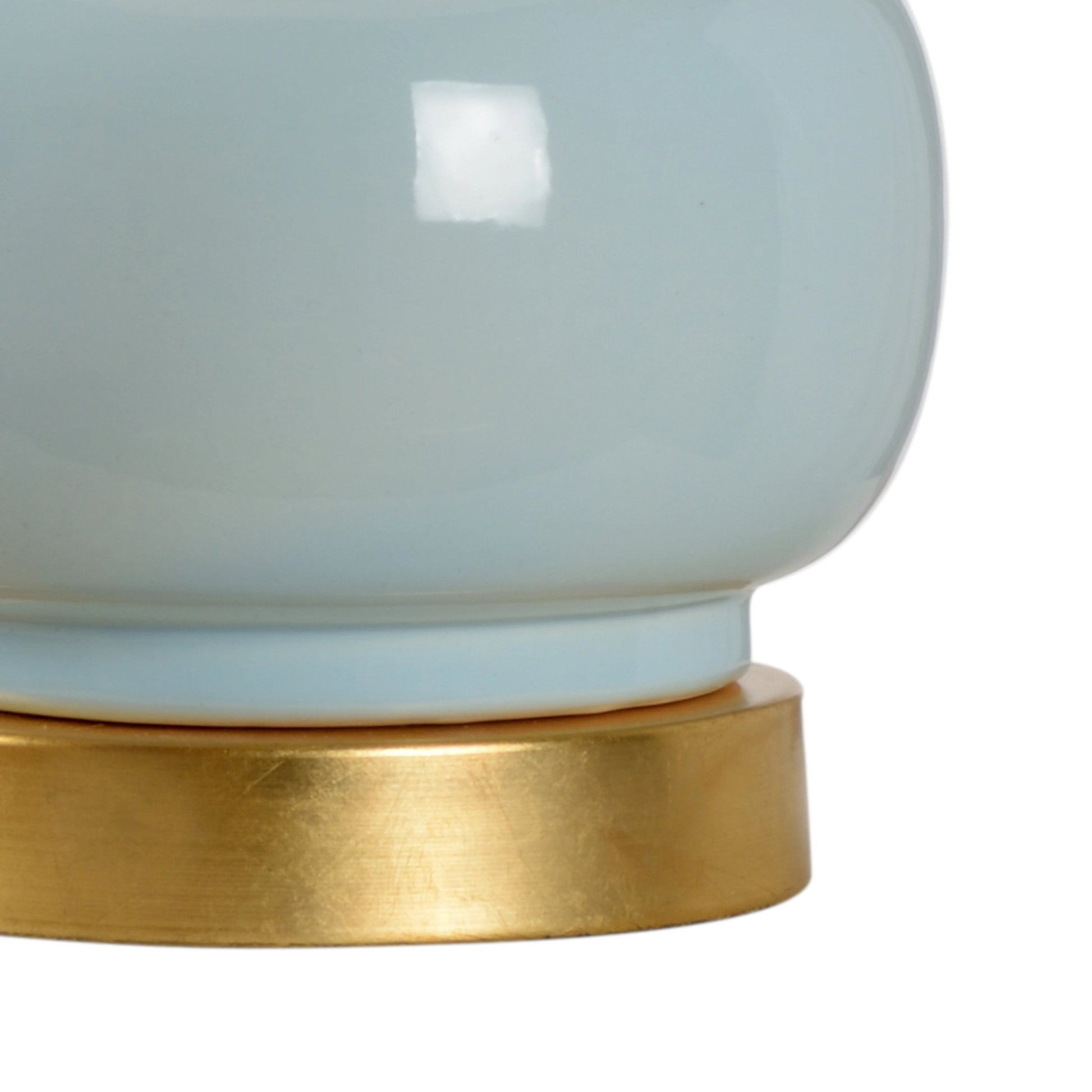 Sigrid Lamp by Wildwood in blue, green glaze, gold leaf. Made from ceramic in a modern style.