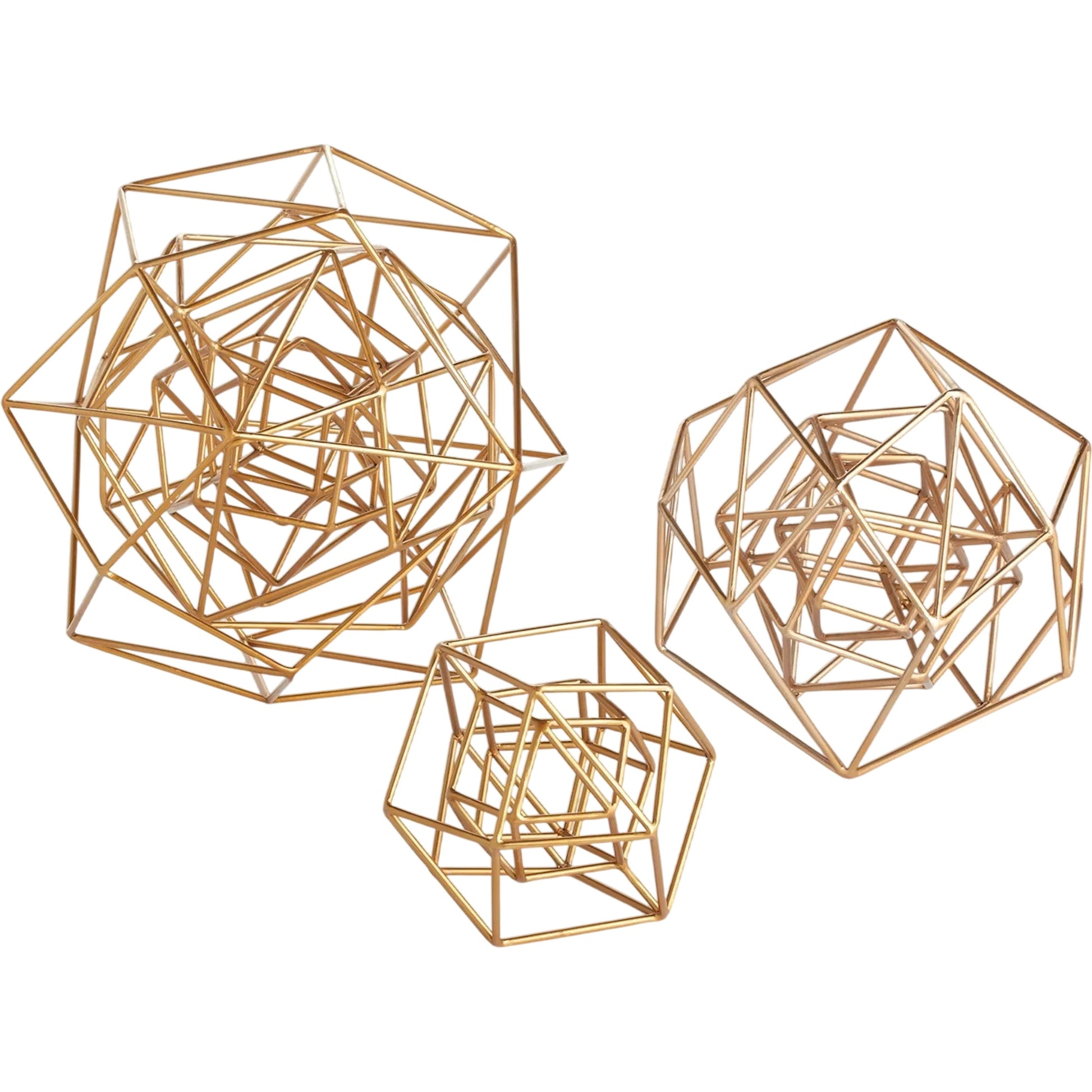 Geo Sculpture by Global Views in gold. Made from iron in a modern style.