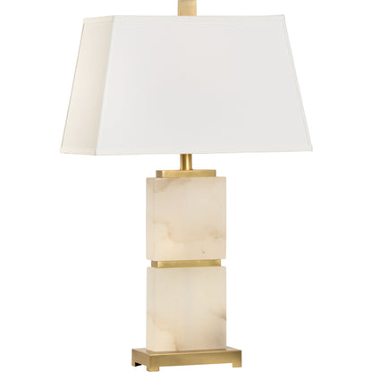 Parker Lamp by Wildwood in natural white, antique. Made from alabaster in a transitional style.
