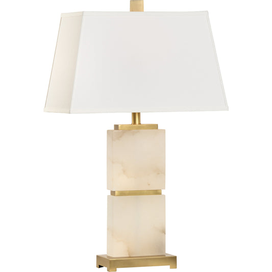 Parker Lamp by Wildwood in white, gold. Made from alabaster in a transitional style.