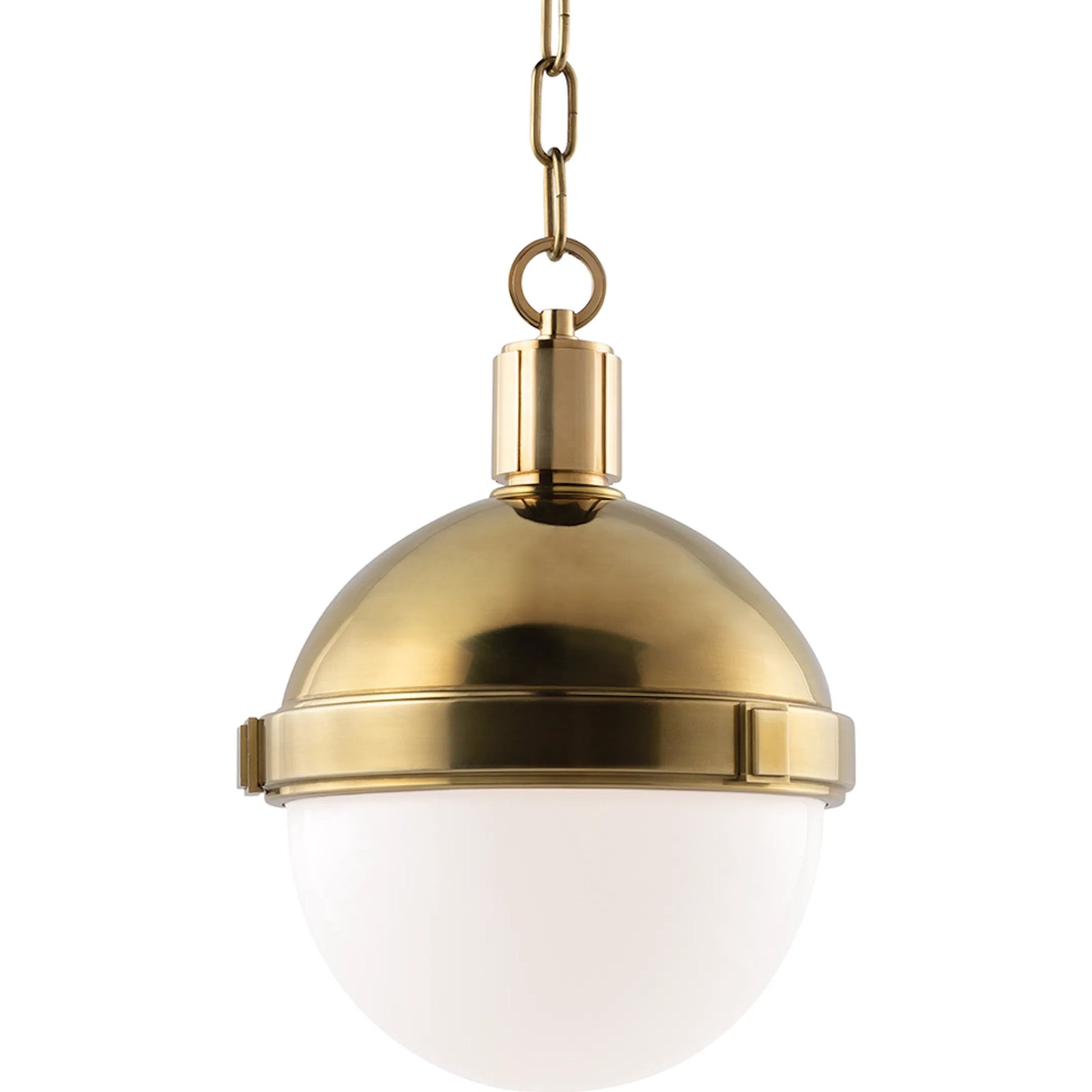 Lambert Pendant by Hudson Valley in aged brass. Made from brass in a modern style.