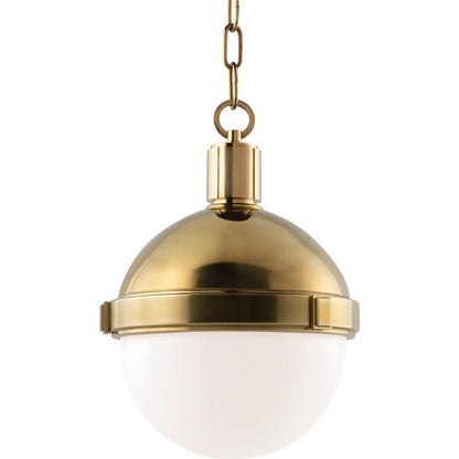Lambert Pendant by Hudson Valley in aged brass. Made from brass in a modern style.