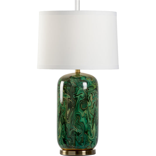 Newport Lamp by Wildwood in green. Made from ceramic in a modern style.