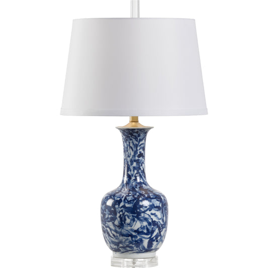 Blue Belle Lamp by Wildwood in blue, white. Made from ceramic in a transitional style.