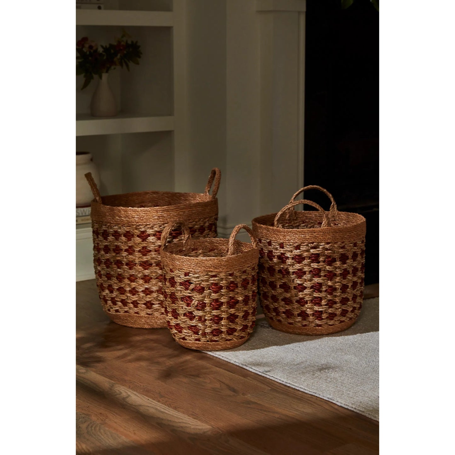 002 SI-2539433 | Lifestyle | Boro Basket Set by Accent Decor in brown. Made from natural fibers in a unique style.