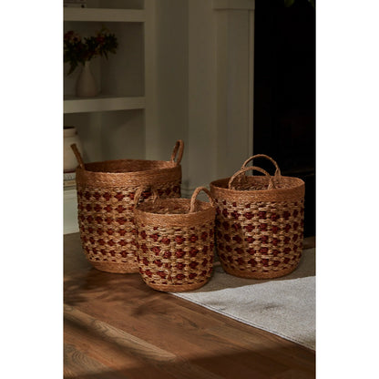 Boro Basket Set by Accent Decor in brown. Made from natural fibers in a unique style.