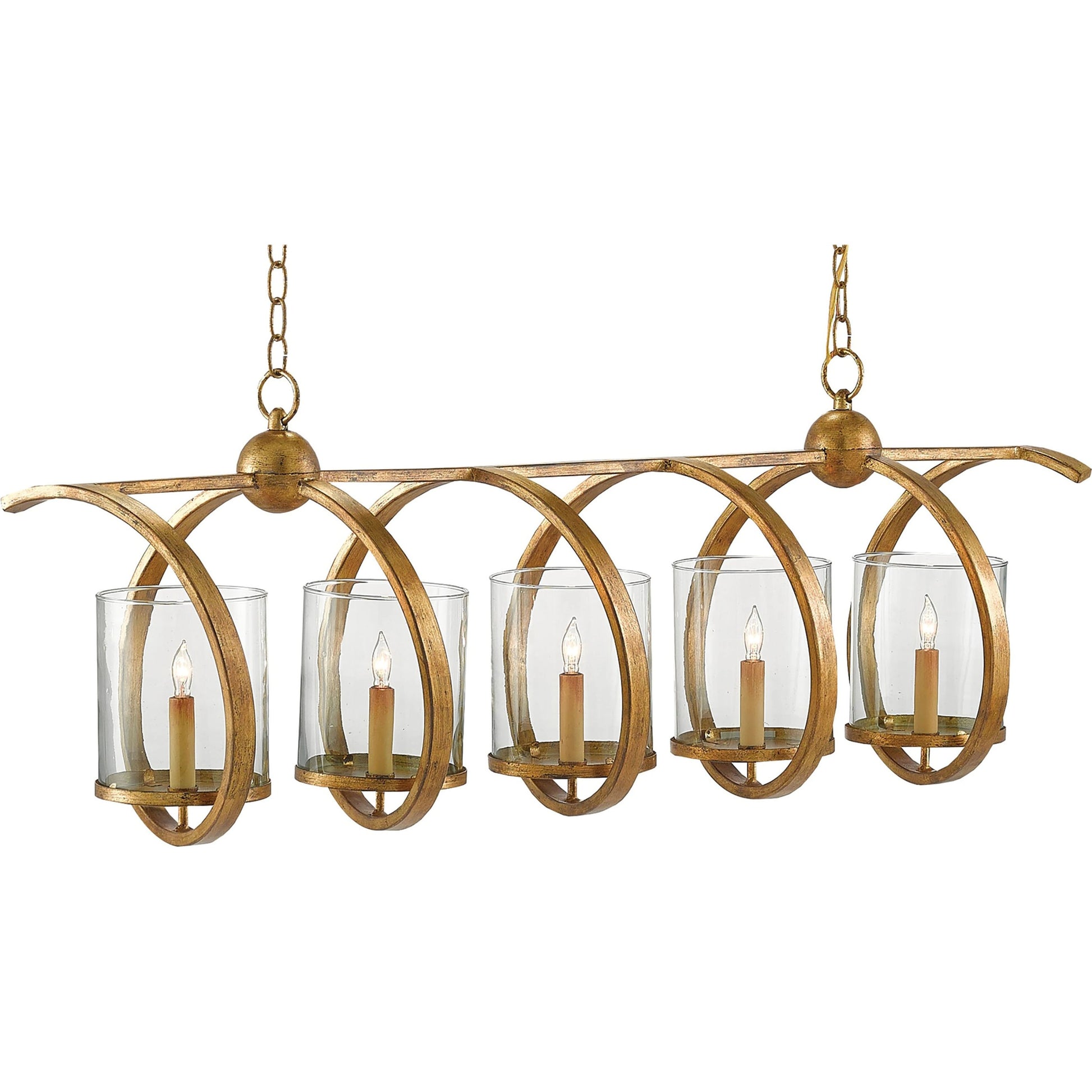 Maximus Chandelier by Currey and Company. Made from wrought iron, glass in a modern style.