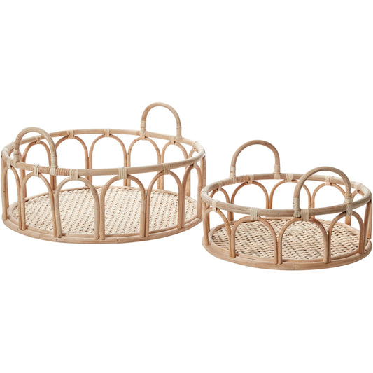 Carousel Tray Set by Accent Decor in natural. Made from natural fibers in a unique style.