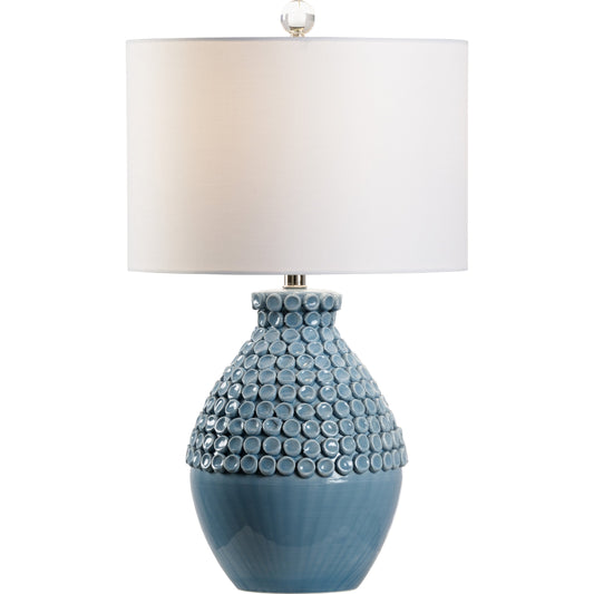 Barga Lamp by Wildwood in blue. Made from ceramic in a coastal style.