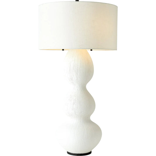 Torch Table Lamp by Global Views in matte white. Made from ceramic, steel in a unique style.