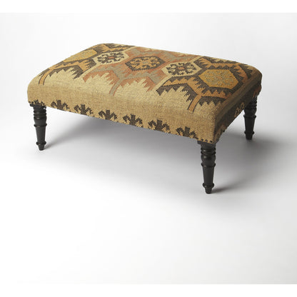 Mesquite Jute Cocktail Ottoman by Butler Specialty Company in multi-color and mountain lodge. Made from select wood solids, 20% wool, 80% jute in a rustic style.
