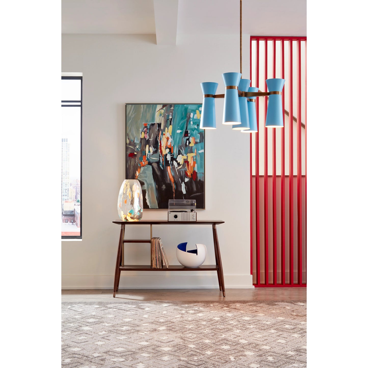 003 SR-782836 | Lifestyle | Yes Please II Lamp by Wildwood in metallic silver, multicolor. Made from art glass in a rustic style.