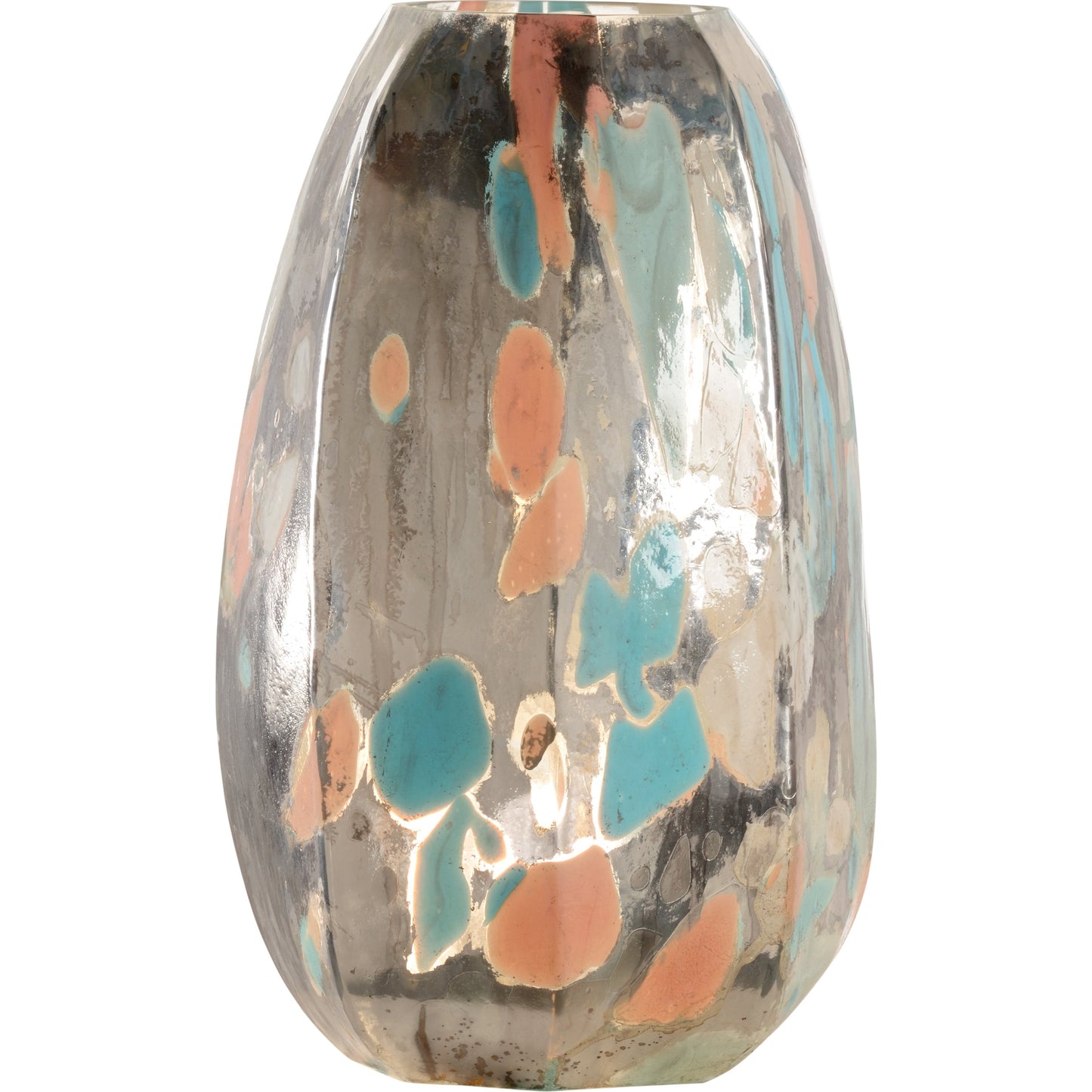 001 SR-782836 | Primary Silo | Yes Please II Lamp by Wildwood in metallic silver, multicolor. Made from art glass in a rustic style.