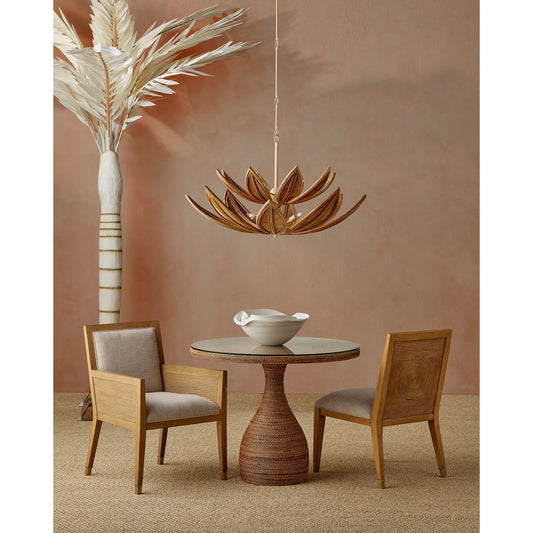 Grandeur Bowl by Currey and Company in eggshell. Made from porcelain in a unique style.
