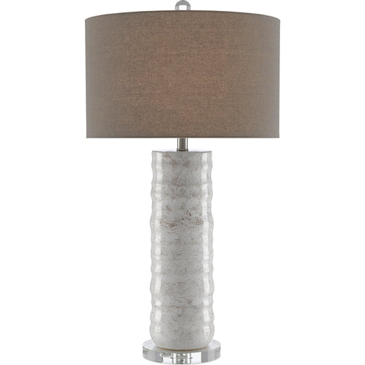 Pila Table Lamp by Currey and Company in ivory, taupe. Made from ceramic, optic crystal in a modern style.