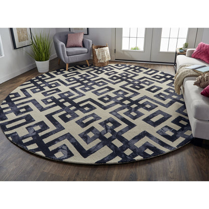 Lorrain Geometric Rug - 8568F by Feizy in ivory, black. Made from wool in a unique style.