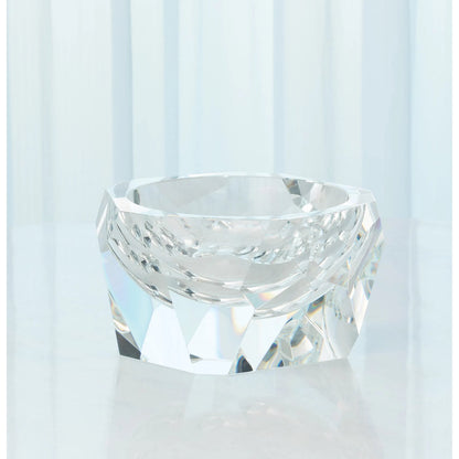 Multi Facet Crystal Bowl by Global Views in clear. Made from crystal in a transitional style.