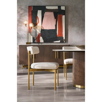 Dimitri Leather Wrapped Round Dining Table by Fairfield Chair in brown and kafe. Made from marble, leather wrap in a unique style.