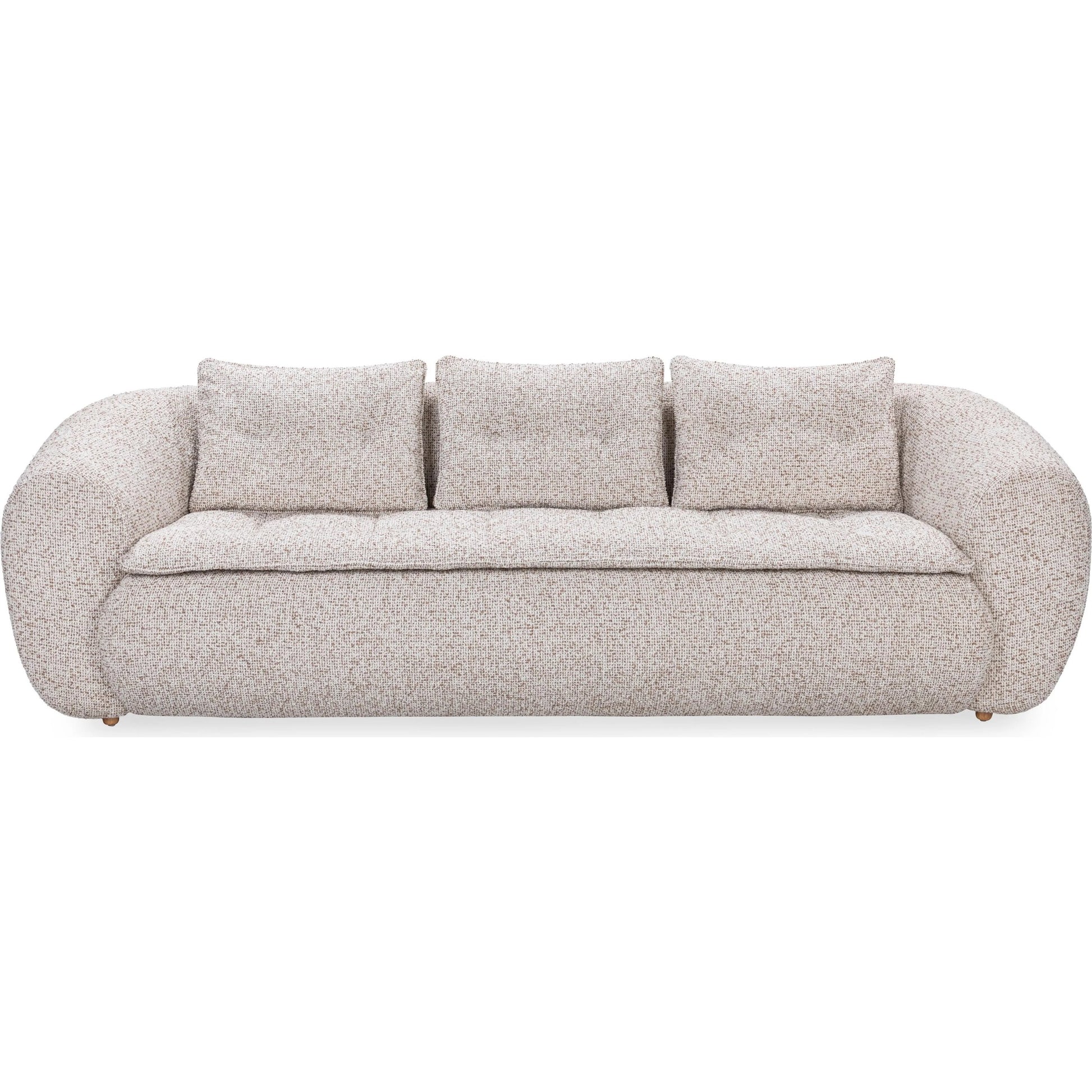 Ember Upholstered Fabric Sofa by Classic Home in cream white. Made from 77% polyester, 23% acrylic, rubberwood in a transitional style.