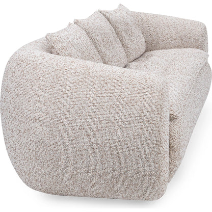 Ember Upholstered Fabric Sofa by Classic Home in cream white. Made from 77% polyester, 23% acrylic, rubberwood in a transitional style.
