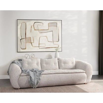 Ember Upholstered Fabric Sofa by Classic Home in cream white. Made from 77% polyester, 23% acrylic, rubberwood in a transitional style.