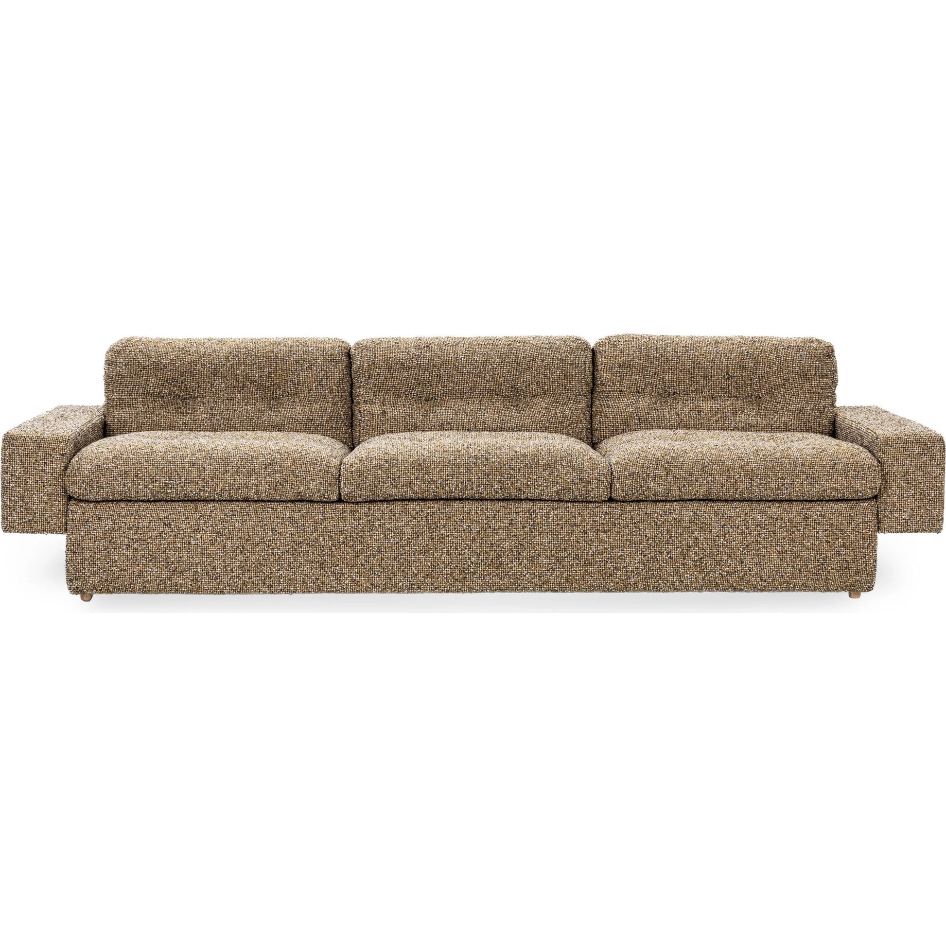 Lucca Upholstered Sofa by Classic Home in honey yellow. Made from 77% polyester, 23% acrylic, rubberwood in a transitional style.