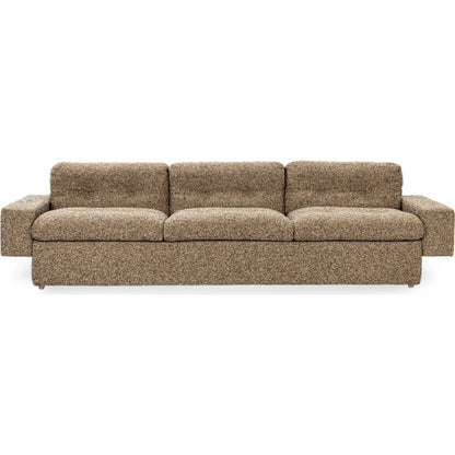 Lucca Upholstered Sofa by Classic Home in honey yellow. Made from 77% polyester, 23% acrylic, rubberwood in a transitional style.