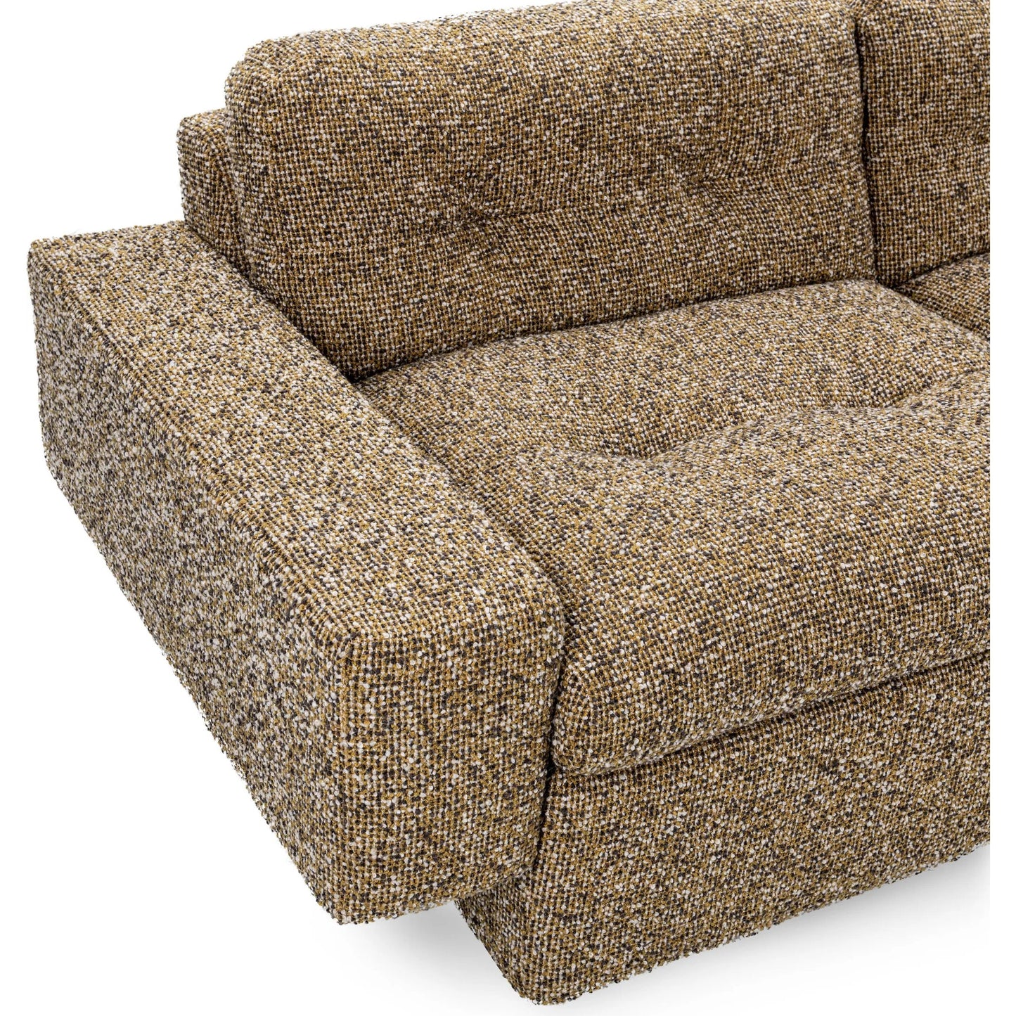 005 SI-2353770 | Additional Silo | Lucca Upholstered Sofa by Classic Home in honey yellow. Made from 77% polyester, 23% acrylic, rubberwood in a transitional style.