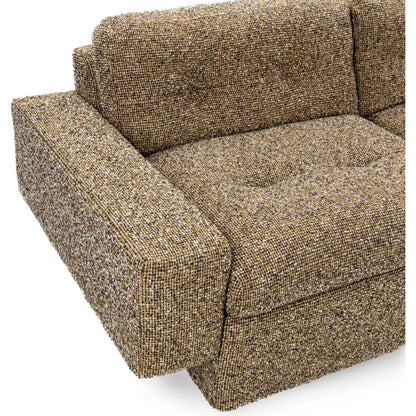 Lucca Upholstered Sofa by Classic Home in honey yellow. Made from 77% polyester, 23% acrylic, rubberwood in a transitional style.