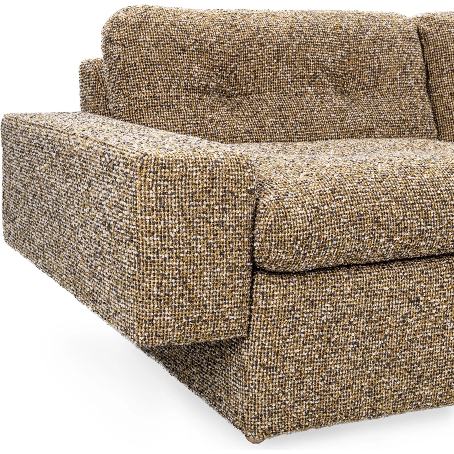 006 SI-2353770 | Additional Silo | Lucca Upholstered Sofa by Classic Home in honey yellow. Made from 77% polyester, 23% acrylic, rubberwood in a transitional style.