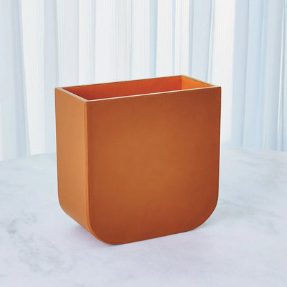 Radius Edge Leather Wastebasket by Global Views. Made from unique in a transitional style.