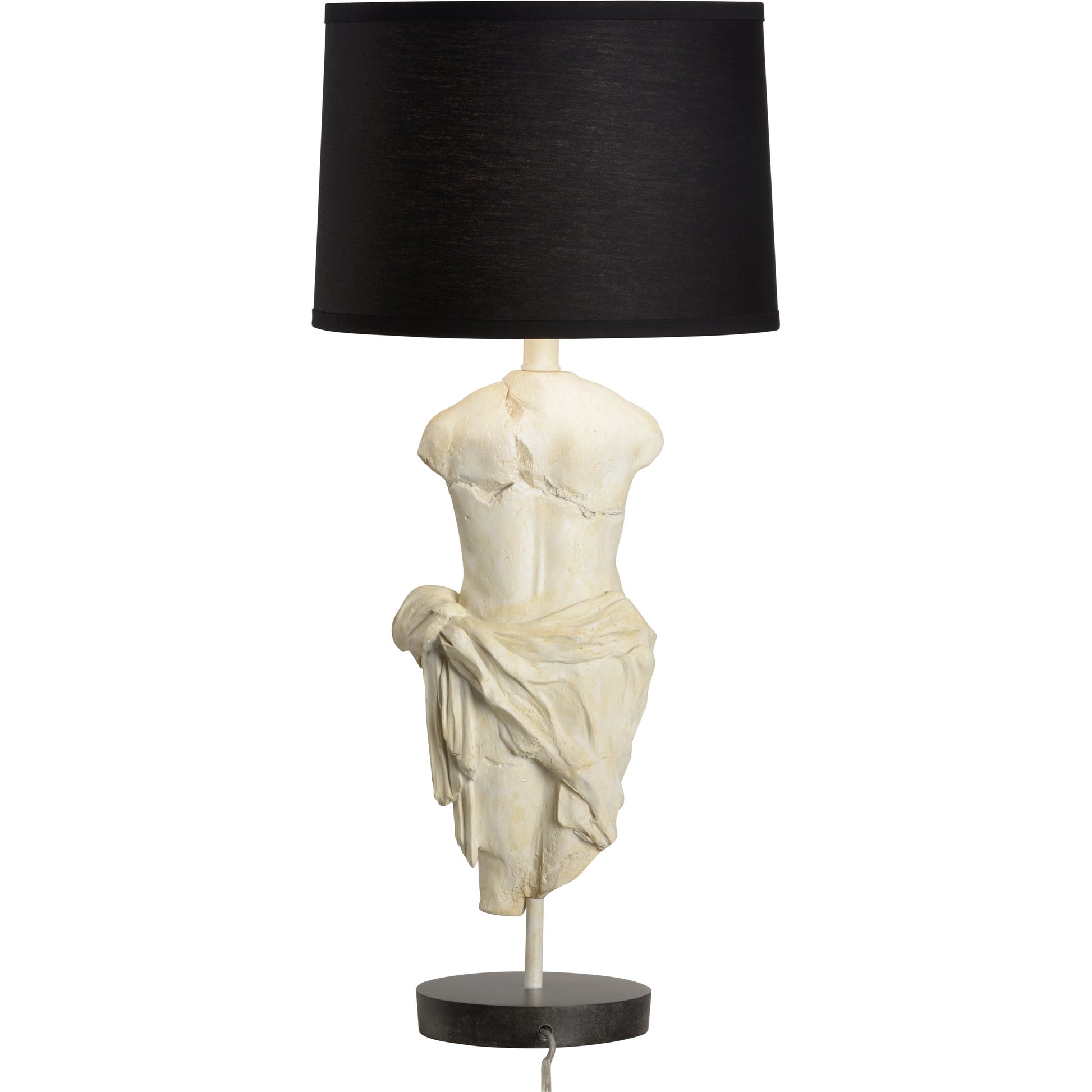 Roman Emperor Statue Lamp by Wildwood in antique stone, black. Made from unique in a modern style.