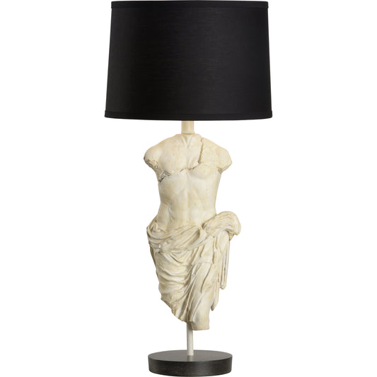 Roman Emperor Statue Lamp by Wildwood in antique stone, black. Made from unique in a modern style.
