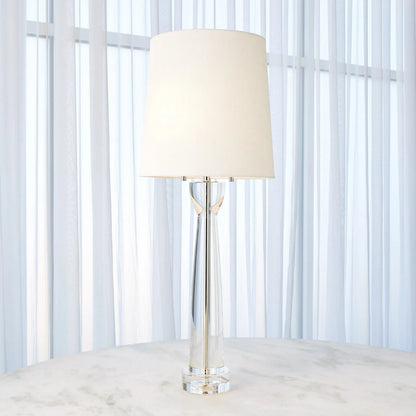 Modern Crystal Column Lamp by Global Views. Made from crystal, linen in a transitional style.