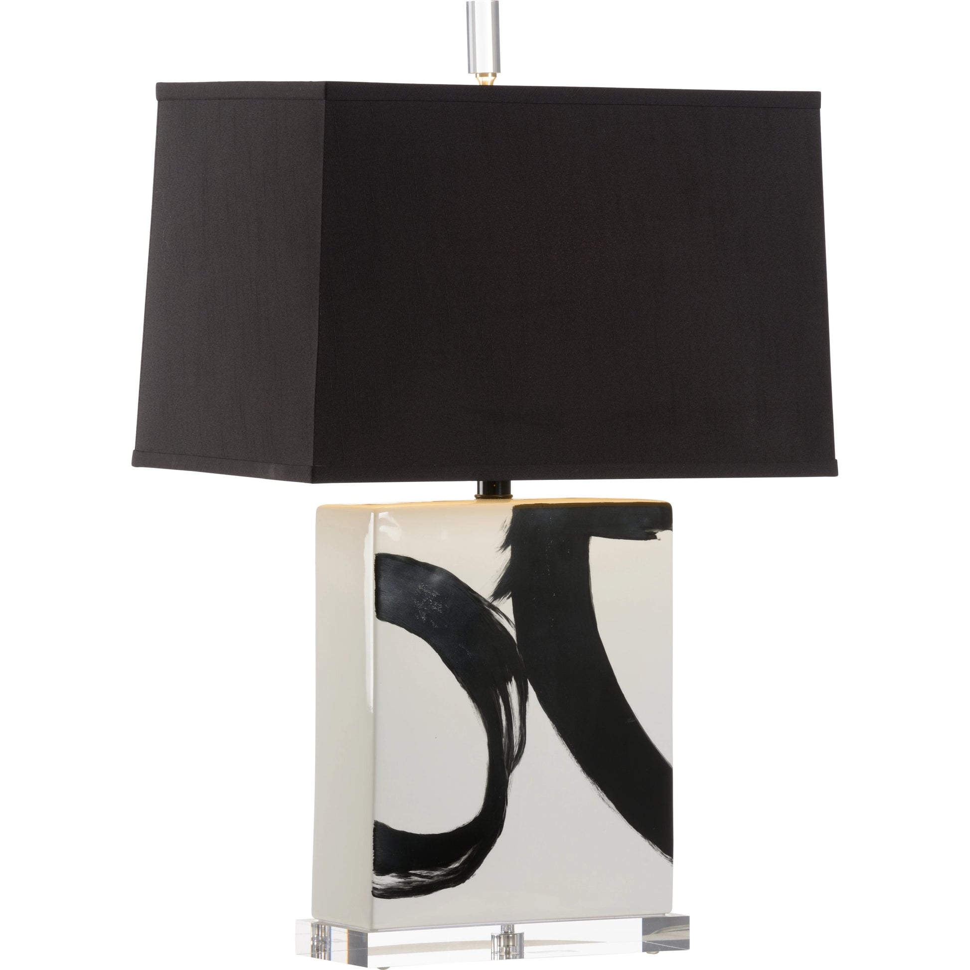 Abstract Composition I Lamp by Wildwood in white, black glaze, hand painted, clear. Made from unique in a modern style.