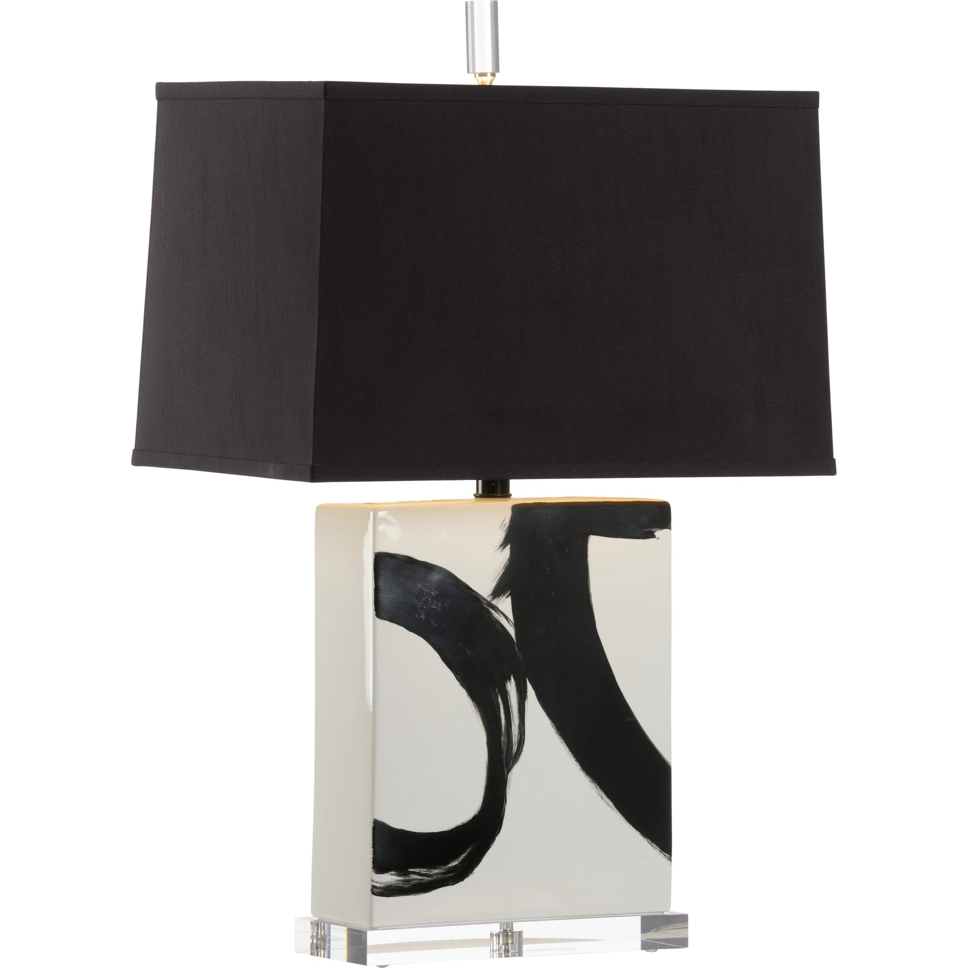 Abstract Composition I Lamp by Wildwood in white, black glaze, hand painted, clear. Made from unique in a modern style.