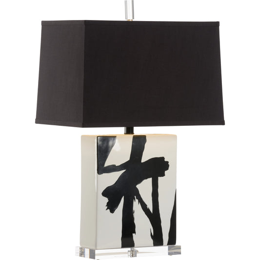 Abstract Composition V Lamp by Wildwood in white, black glaze, hand painted, clear. Made from unique in a modern style.
