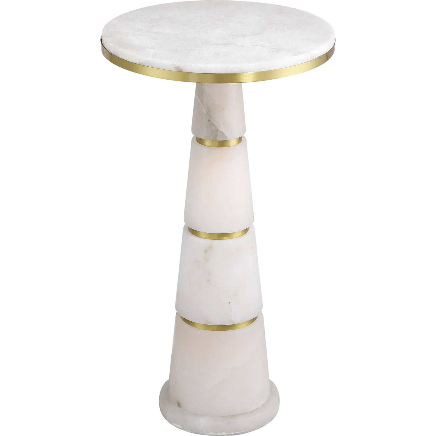 003 SI-2387023 | Additional Silo | Eleanora Drinks Table by Currey and Company in natural, natural brass. Made from alabaster, brass in a modern style.