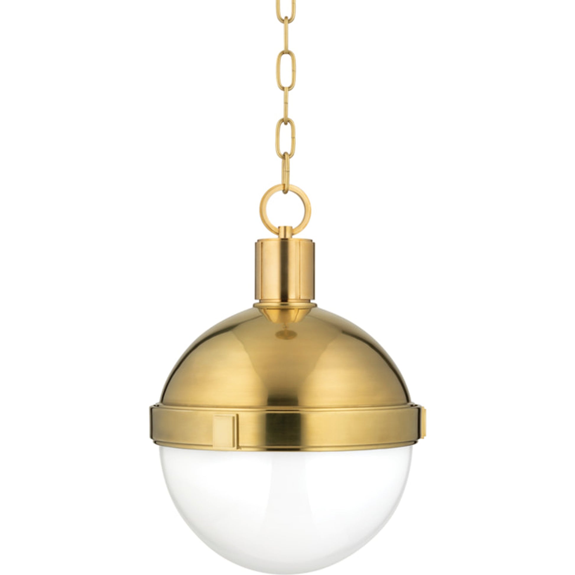 Lambert Pendant by Hudson Valley in aged brass. Made from brass in a modern style.